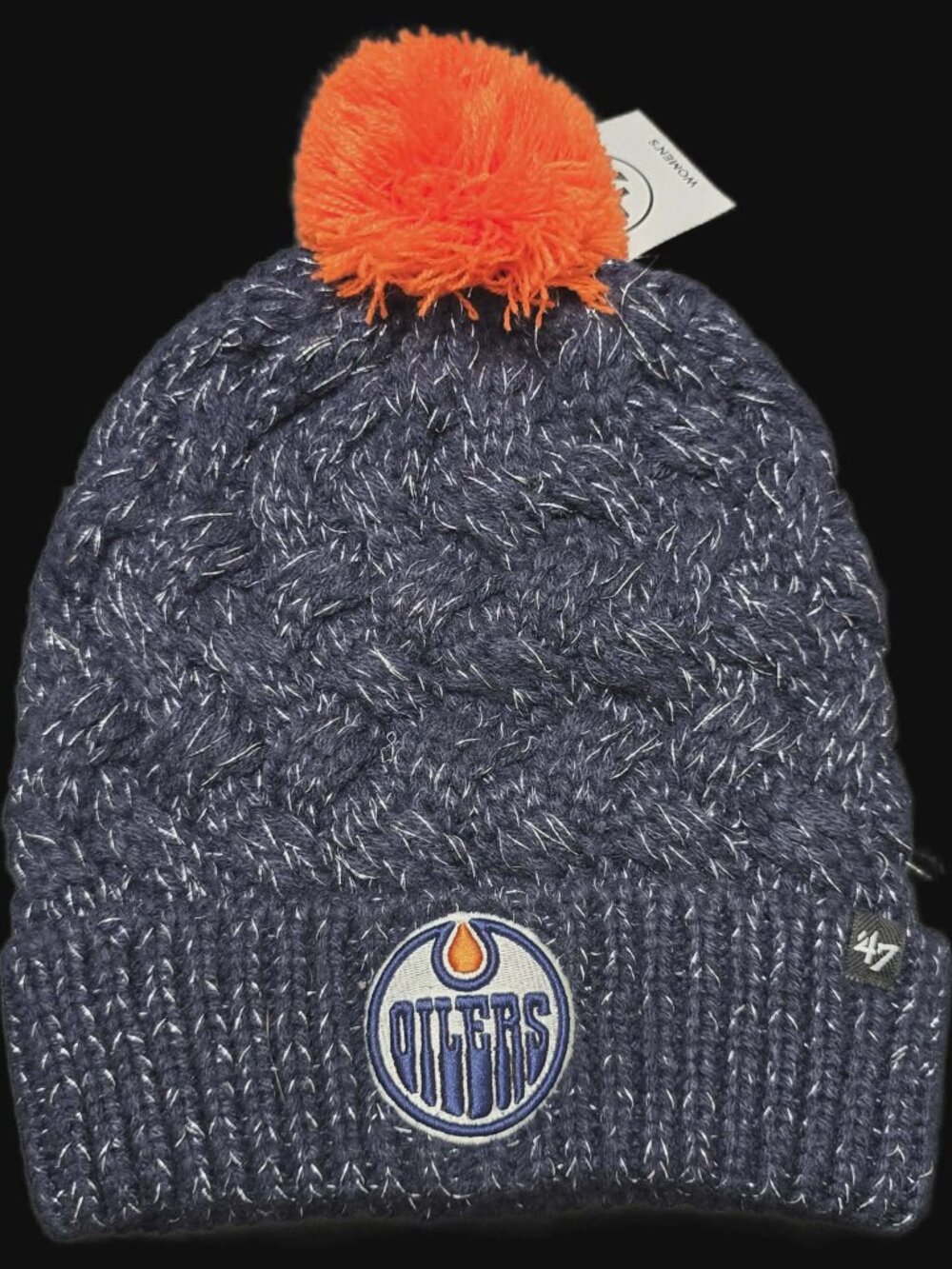 Edmonton Oilers ’47 Women’s Knit Pom Beanie Navy Orange